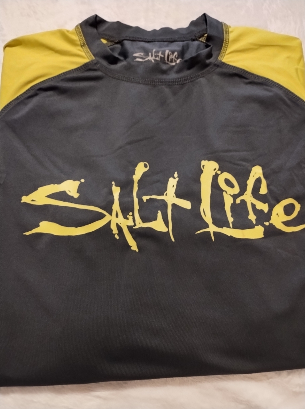 Salt Life Black with Yellow Logo Long Sleeve Rash Top